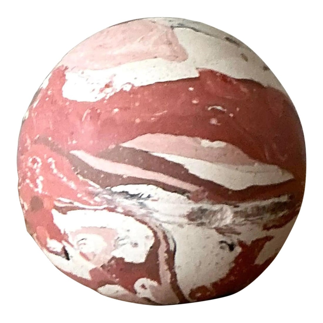 Handcrafted Scagliola Plaster Decorative Sphere with Marble Effect 4.75 Inch: Handcrafted Scagliola Plaster Decorative Sphere with Marble Effect 4.75 Inch This vintage artisanal sphere is crafted using the scagliola technique, featuring pigmented plaster designed to resemble na