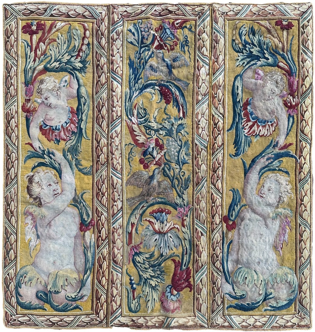 French Beauvais Silk Wool Wall Tapestry Louis XVI Floral 3 x 3: French Beauvais Silk Wool Wall Tapestry Louis XVI Floral 3 x 3 This is an extraordinary, authentic antique French Beauvais tapestry from the early 18th century, crafted in the Louis XVI style. Handmad