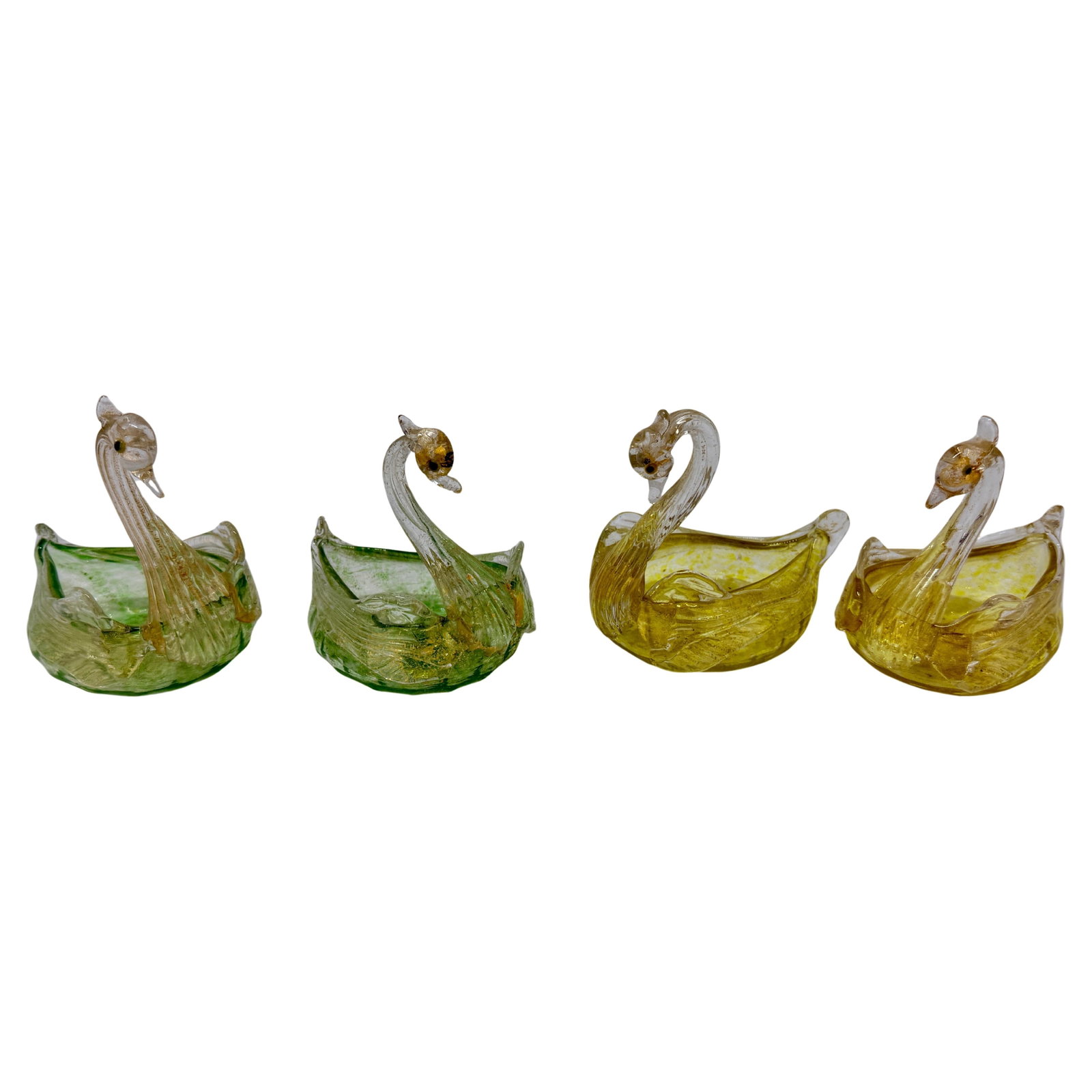 Set of 4 Italian Midcentury Murano Swan Shaped Art Glass Salt Cellars (1 of 8)