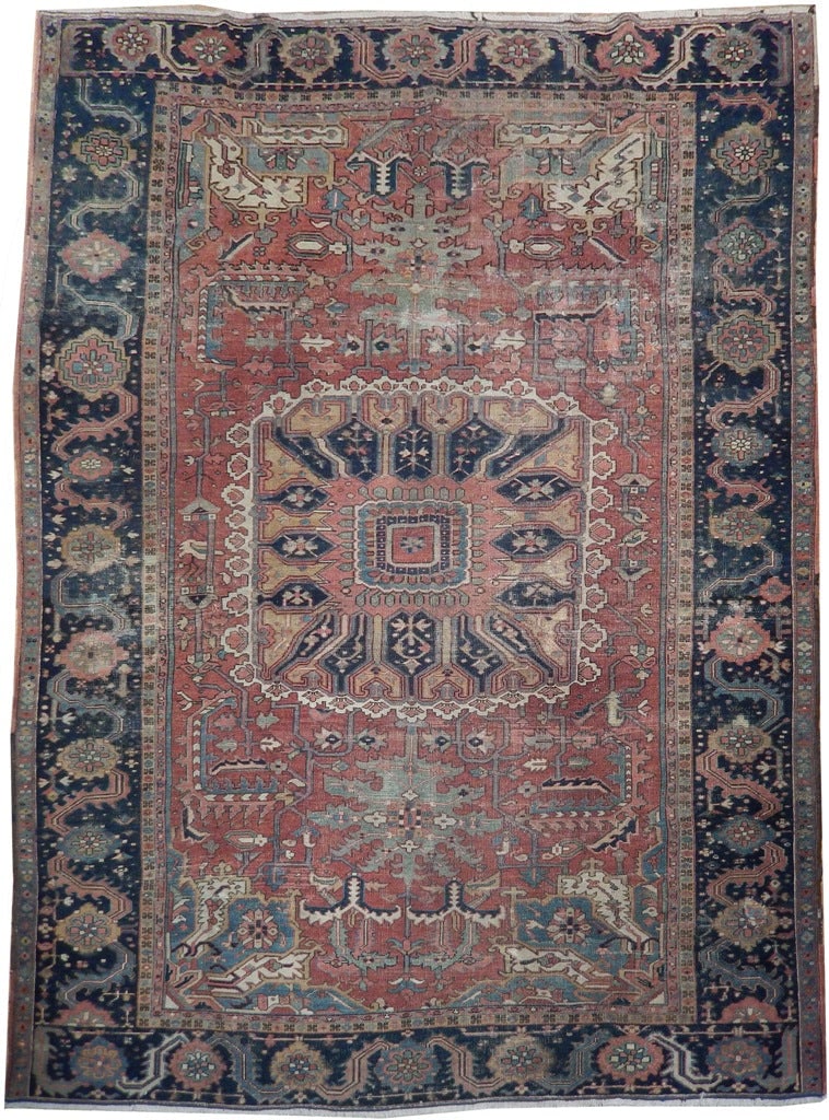 8.9 x 11.8 Authentic Persian Serapi Bakhshayesh Rug 1930s (1 of 6)