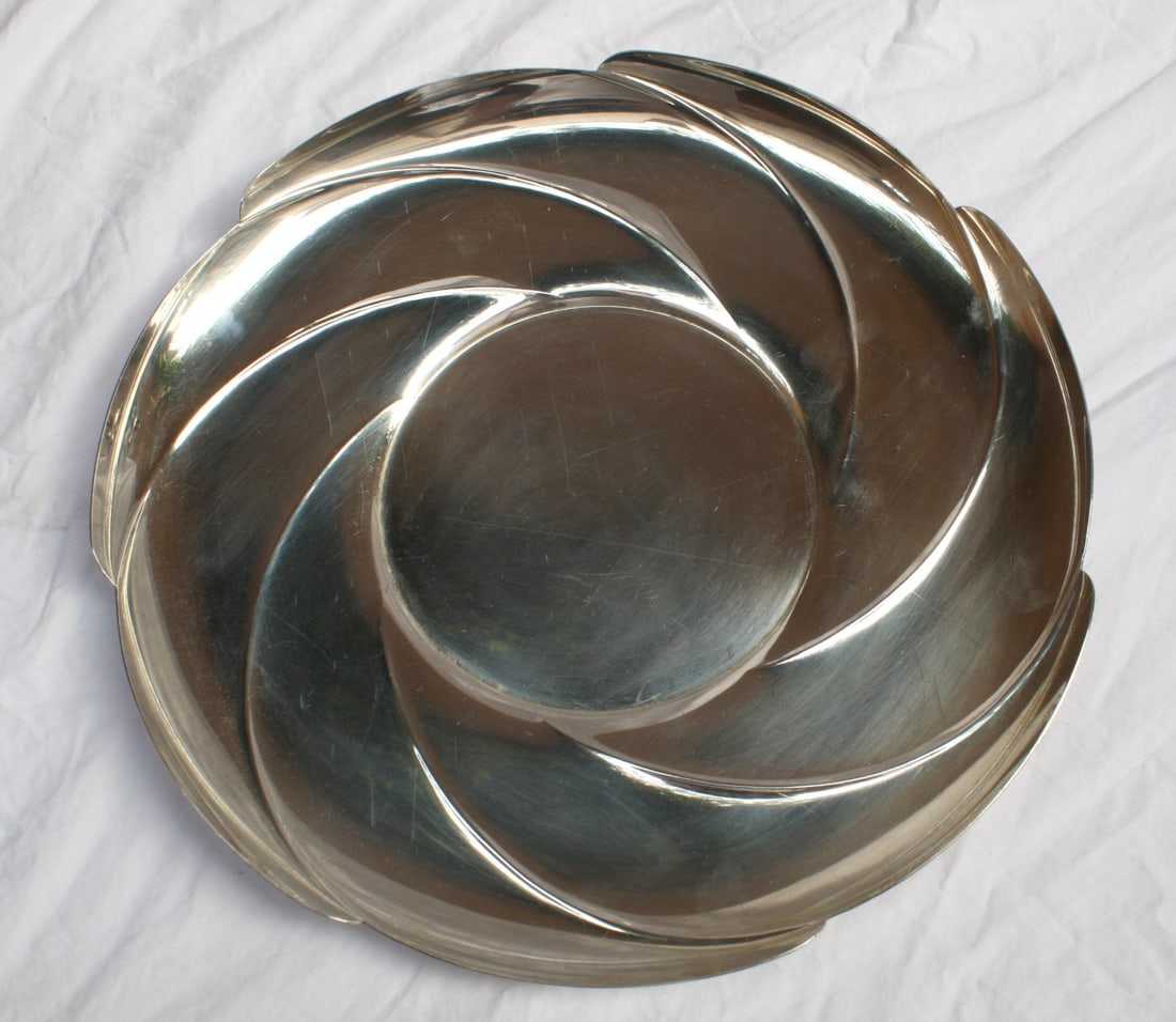 Tiffany Co Pattern 1800 Sterling Silver Art Deco Round Dish 12.05" (1 of 4)