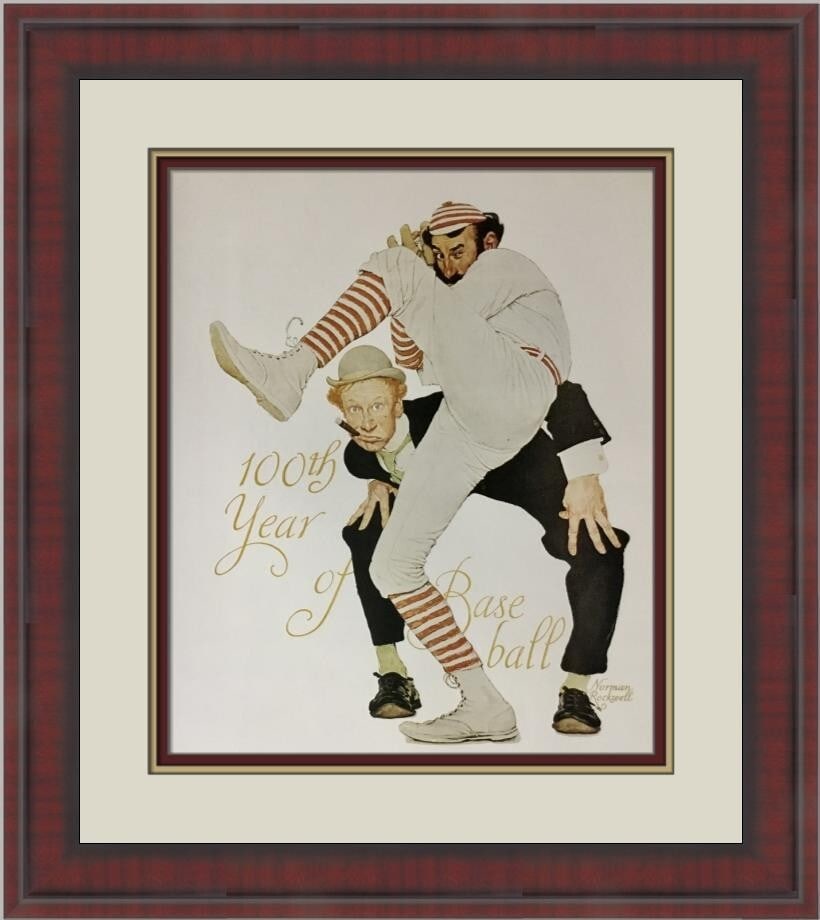 Norman Rockwell 100 Years Of Baseball Custom Framed Print 1979: Norman Rockwell 100 Years Of Baseball Custom Framed Print 1979 Celebrate the rich history of baseball with this stunning custom framed print by renowned artist Norman Rockwell, titled "100 Years Of Ba