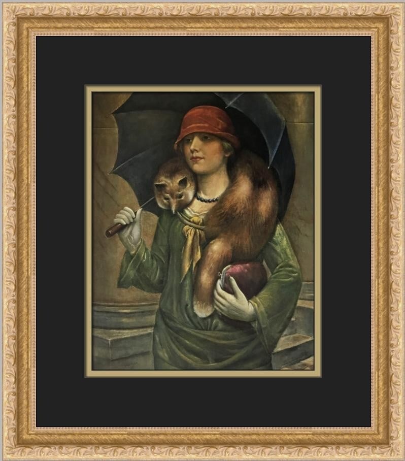 Kenneth Hayes Miller Woman with an Umbrella Framed Print 1996 Urban Realism: Kenneth Hayes Miller Woman with an Umbrella Framed Print 1996 Urban Realism Presenting a stunning custom framed print titled "Woman with an Umbrella" by artist Kenneth Hayes Miller. This piece showcas