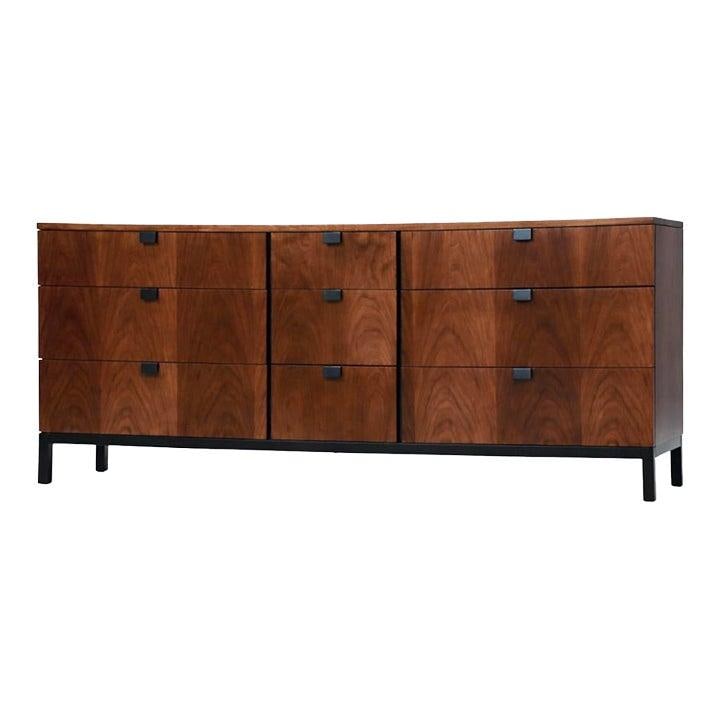 Milo Baughman Directional Walnut Dresser 72 Inch Black Accents (1 of 7)