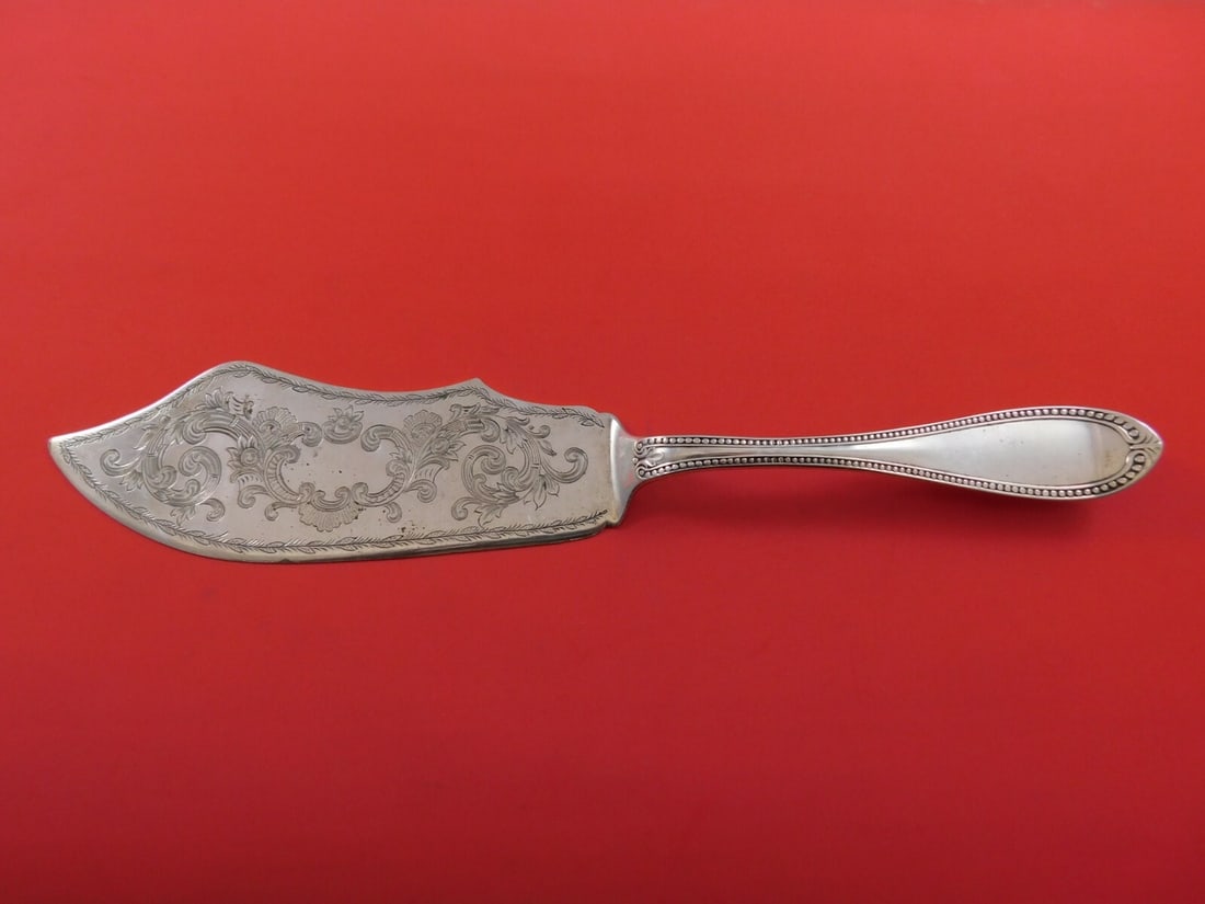 John Polhamus Bead Sterling Silver Fish Server 11.25 Engraved Blade (1 of 1)