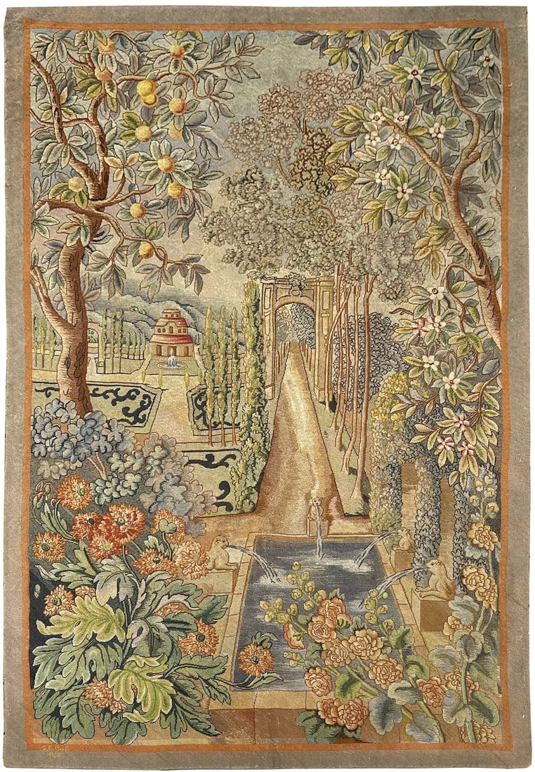 French Art Deco Wool Needlepoint Tapestry 5'6 x 7'4 Circa 1927 (1 of 5)