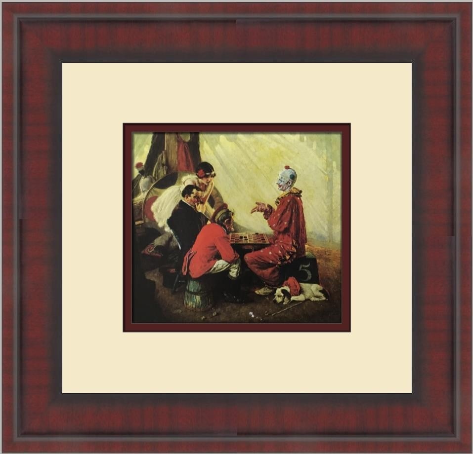Norman Rockwell Playing Checkers Custom Framed Lithograph Print (1 of 2)