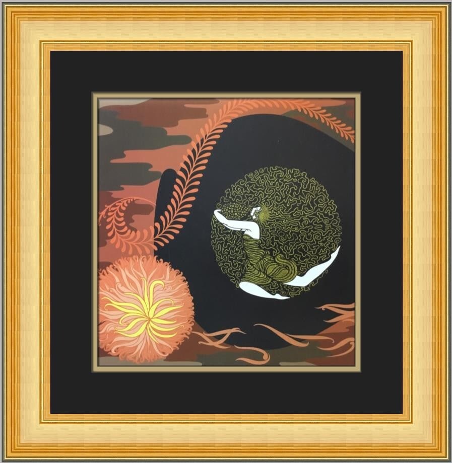 Framed Erte Autumn Song Art Deco Reproduction Print 17 x 17 (1 of 2)
