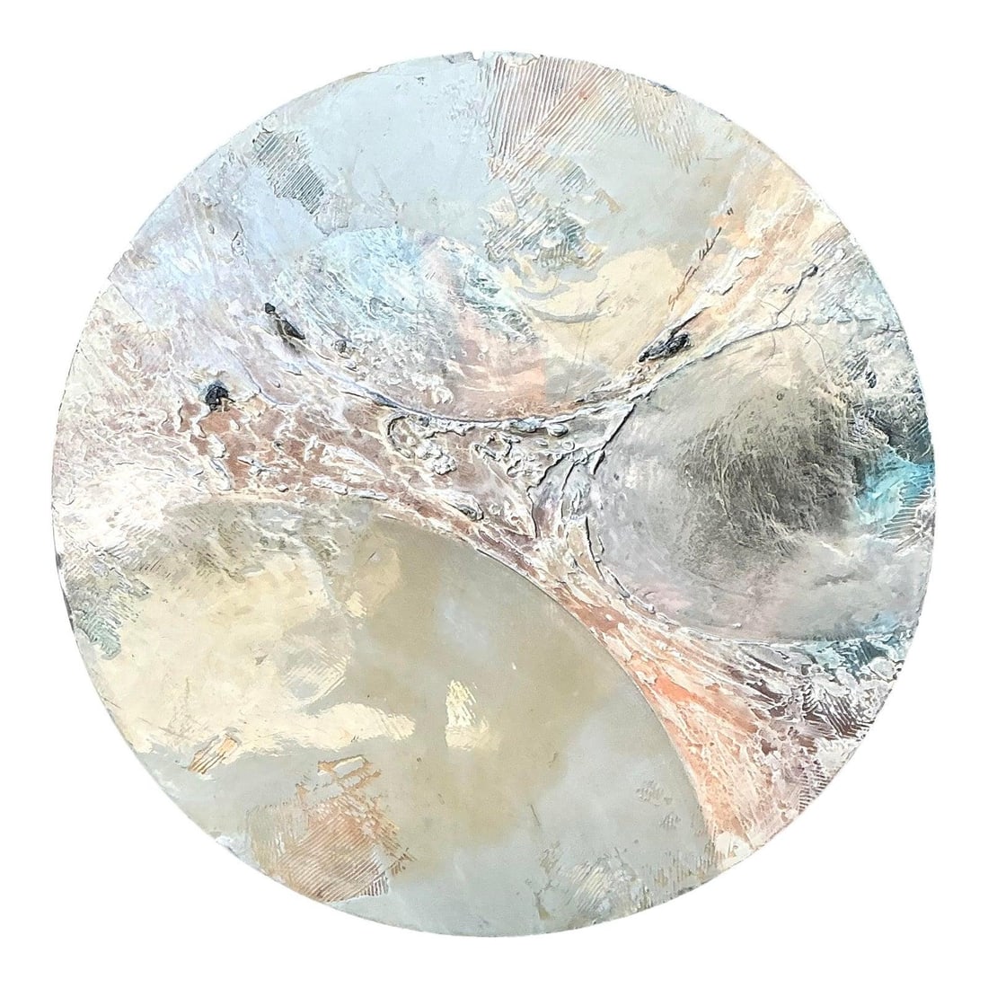 47.5 inch Brutalist circular wall sculpture resin mixed media (1 of 10)