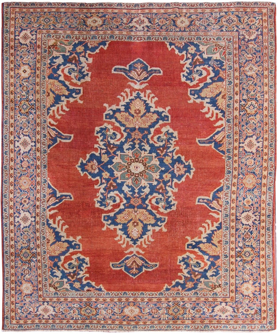 Antique Sultanabad Hand-Knotted Wool Area Rug 10x12ft: Antique Sultanabad Hand-Knotted Wool Area Rug 10x12ft This is an antique Persian Sultanabad area rug, hand-knotted in the late 19th century. Featuring a geometric pattern with Arts & Crafts elements, 
