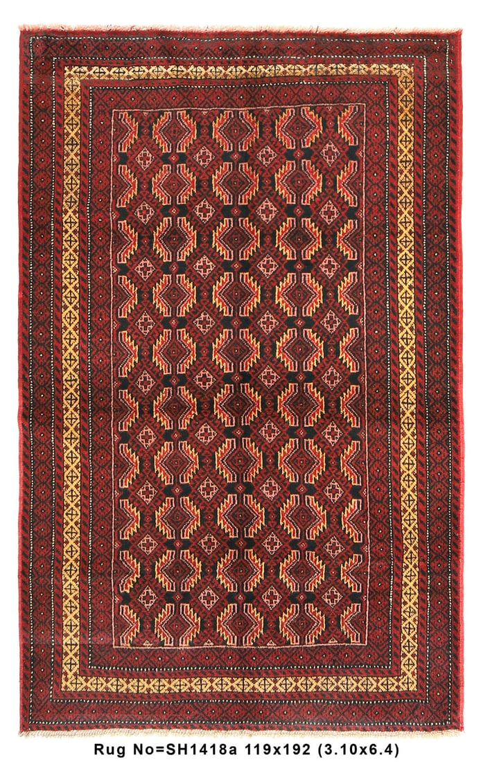 Vibrant 4' x 6' Afghan Herati Baluch Rug Handcrafted Multi-Colored Wool: Vibrant 4' x 6' Afghan Herati Baluch Rug Handcrafted Multi-Colored Wool Free continental US Shipping Enhance your living space with this vibrant 4' x 6' Afghan Herati Baluch Rug. This handcrafted mast