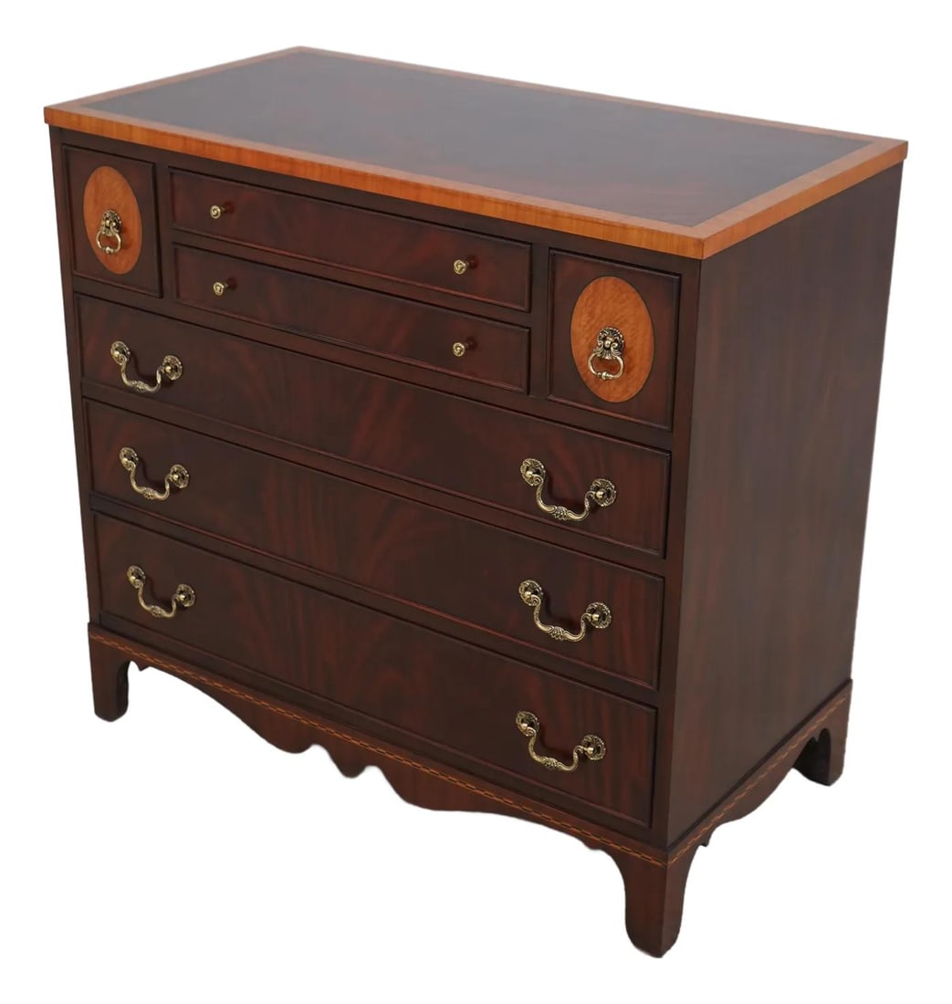 Henkel Harris Model 334 Mahogany Inlaid Server Chest with Brass Hardware: Henkel Harris Model 334 Mahogany Inlaid Server Chest with Brass Hardware This exquisite Henkel Harris Model 334 Server Chest, crafted around 2007, showcases a traditional design with high-quality cons