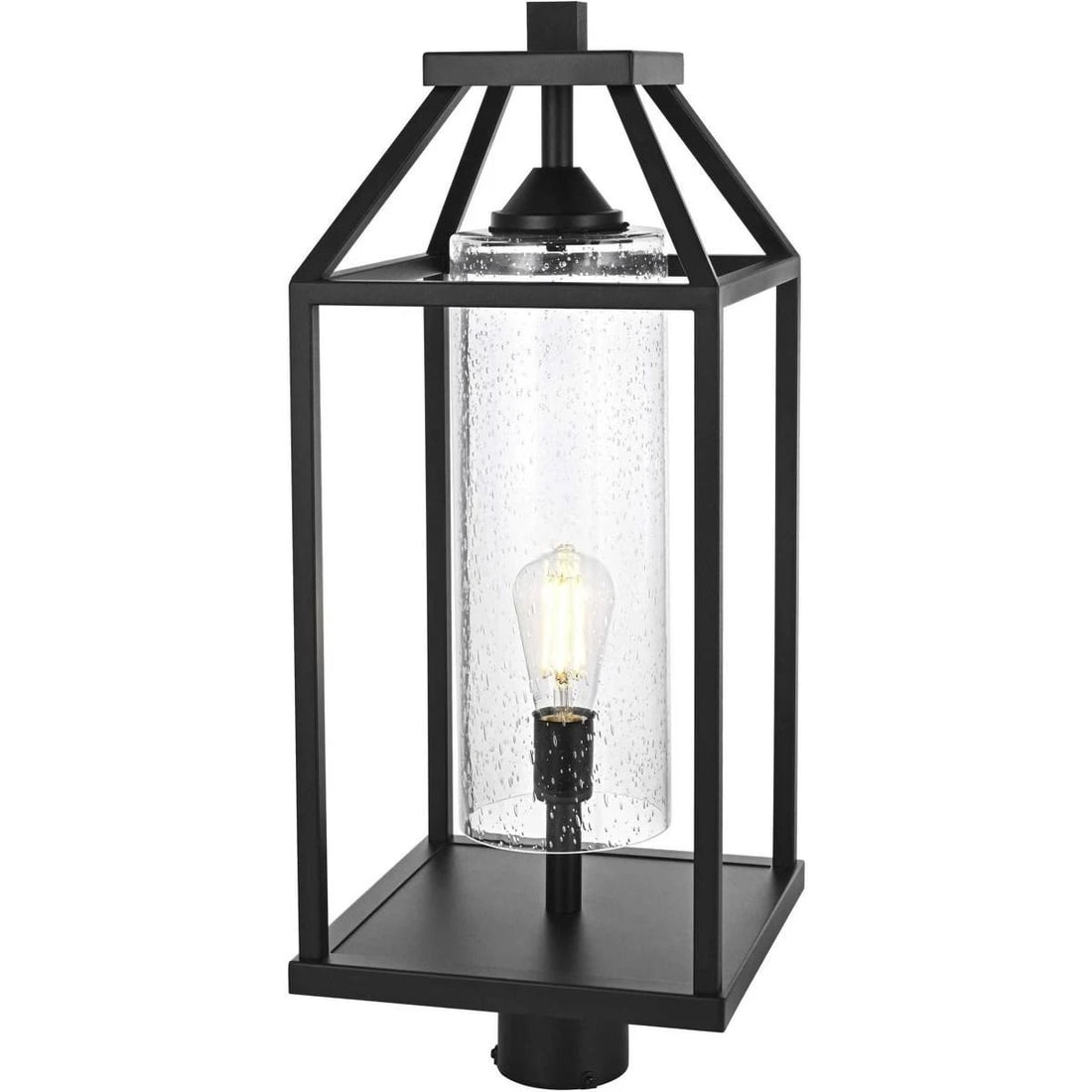 Black Iron Glass Outdoor Post Lantern Zora 25.98 inch (1 of 7)