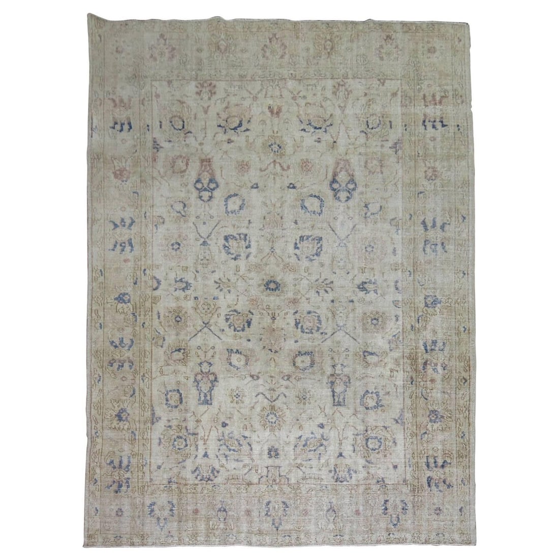Zabihi Collection One-of-a-Kind Worn Turkish Oushak Rug 80 x 116: Zabihi Collection One-of-a-Kind Worn Turkish Oushak Rug 80 x 116 Discover the beauty of this one-of-a-kind worn midcentury Turkish rug from the Zabihi Collection. Crafted in the 20th century, this exq