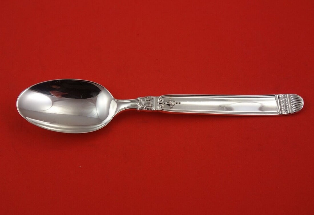 Fina-Italy Impero Direttorio Sterling Silver Dinner Spoon 8": Fina-Italy Impero Direttorio Sterling Silver Dinner Spoon 8" Elevate your dining experience with this exquisite Impero Direttorio Dinner Spoon by Fina-Italy. Crafted from high-quality sterling silver,