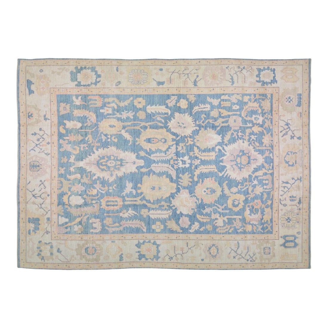 9'10 x 14' Wool Oushak Rug Handwoven in Pakistan Blue (1 of 6)
