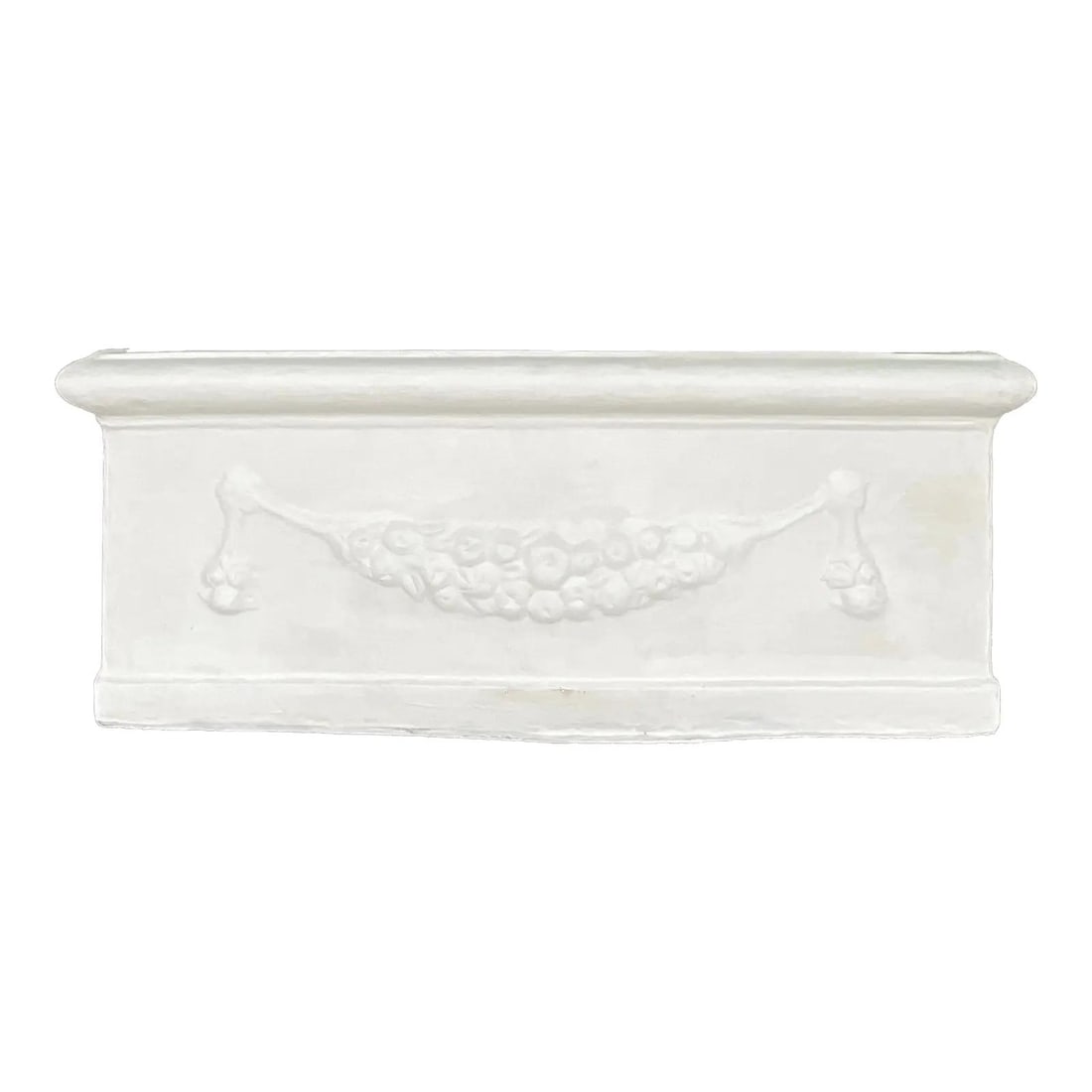 Vintage Coastal Cast Concrete Long Planter with Laurel Motif (1 of 8)