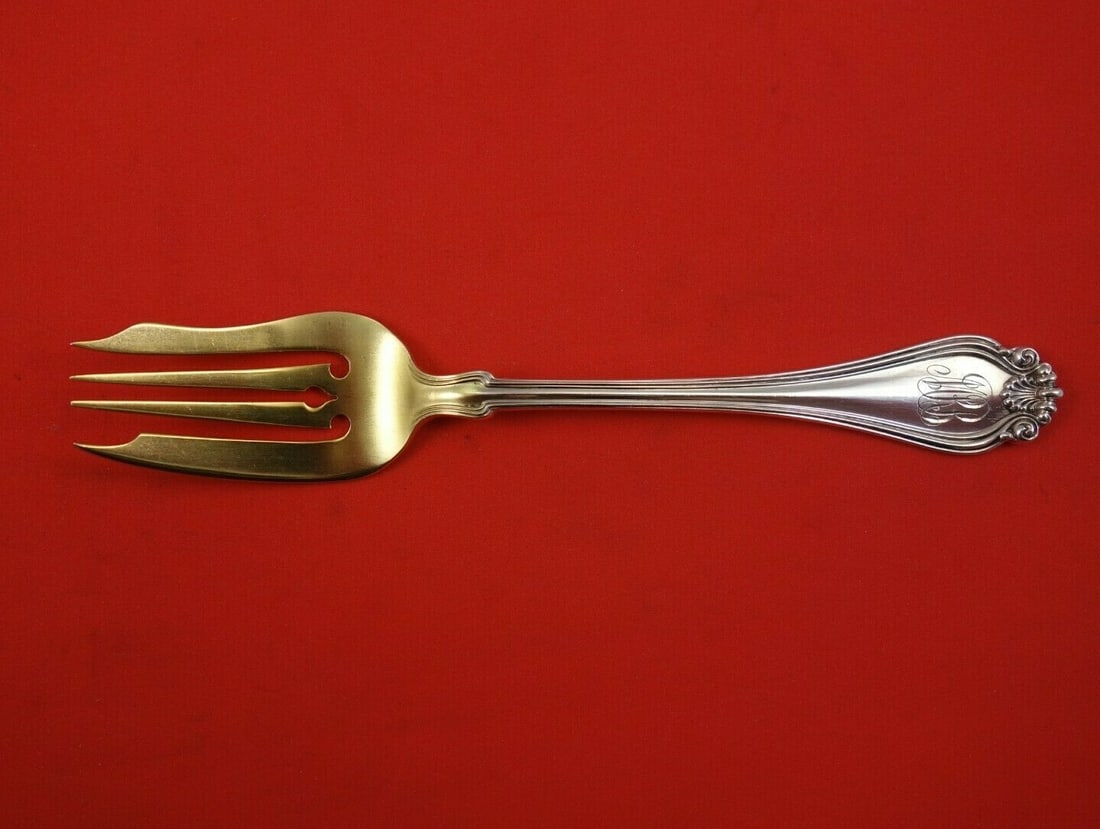 Century Pattern Sterling Silver Salad Fork by Dominick & Haff Gold Washed 6 Inch: Century Pattern Sterling Silver Salad Fork by Dominick & Haff Gold Washed 6 Inch This exquisite salad fork is part of the Century pattern by Dominick & Haff, crafted from high-quality sterling silver 