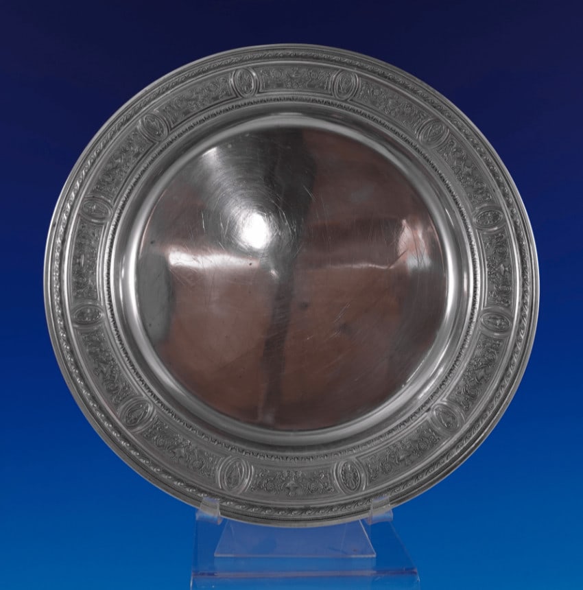 International Wedgwood Sterling Silver 10 Inch Dinner Plate 13.5 Troy Ounces (1 of 5)