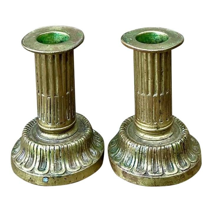 Pair of Brass French Empire Candlesticks (1 of 10)