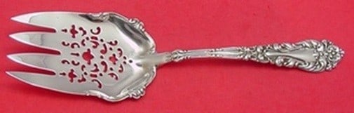 Frank Whiting Athene Crescendo Sterling Silver Pierced Serving Fork 9 1/8": Frank Whiting Athene Crescendo Sterling Silver Pierced Serving Fork 9 1/8" Sterling silver buffet fork in the Athene / Crescendo pattern by Frank M. Whiting. This pierced serving fork dates to the 190