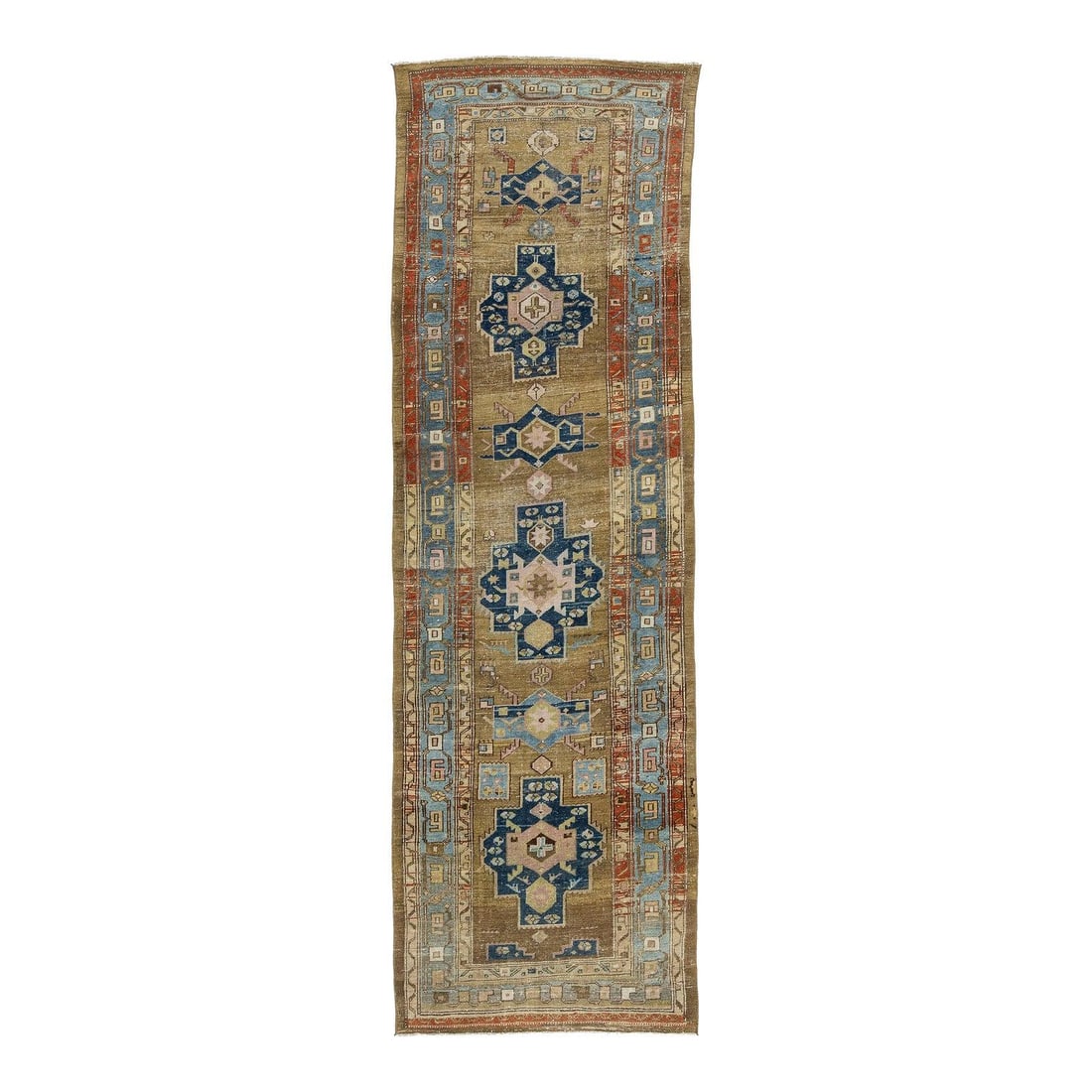 3'6" x 11'3" Antique Heriz Wool Runner Rug Camel Field (1 of 9)