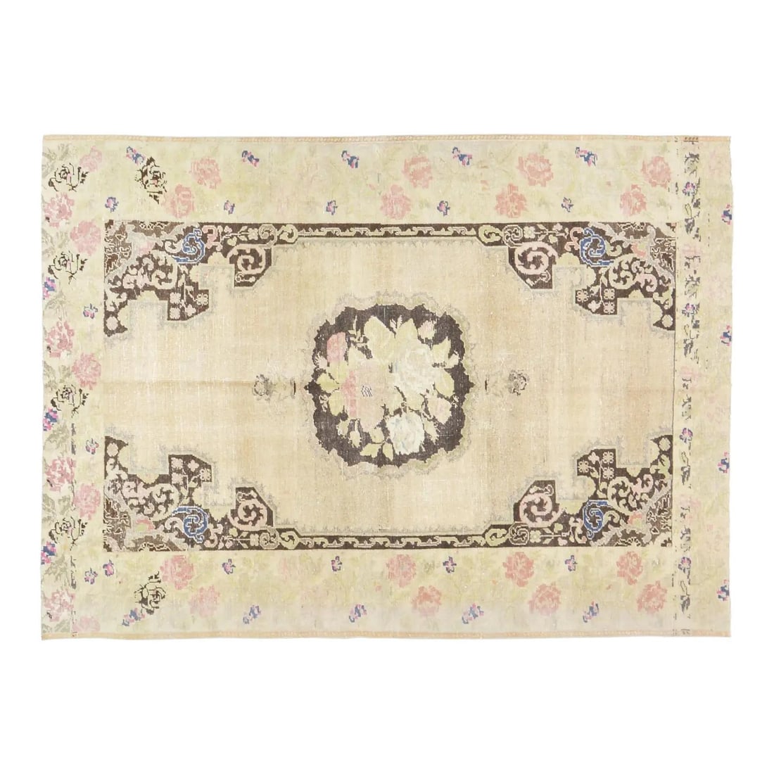 4'10 x 6'9 Anatolian Wool Area Rug Hand Knotted Vintage Turkish Carpet: 4'10 x 6'9 Anatolian Wool Area Rug Hand Knotted Vintage Turkish Carpet This vintage Turkish Anatolian rug is hand-knotted from wool using traditional techniques, offering a blend of timeless craftsman