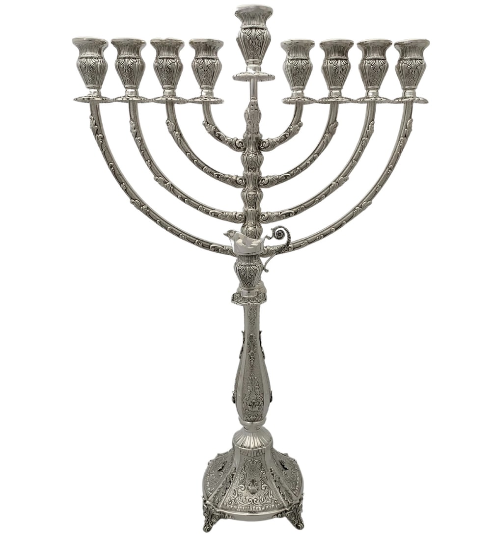 Handmade 925 Sterling Silver Ornate Chanukah Menorah 25.25 Inches (1 of 4)