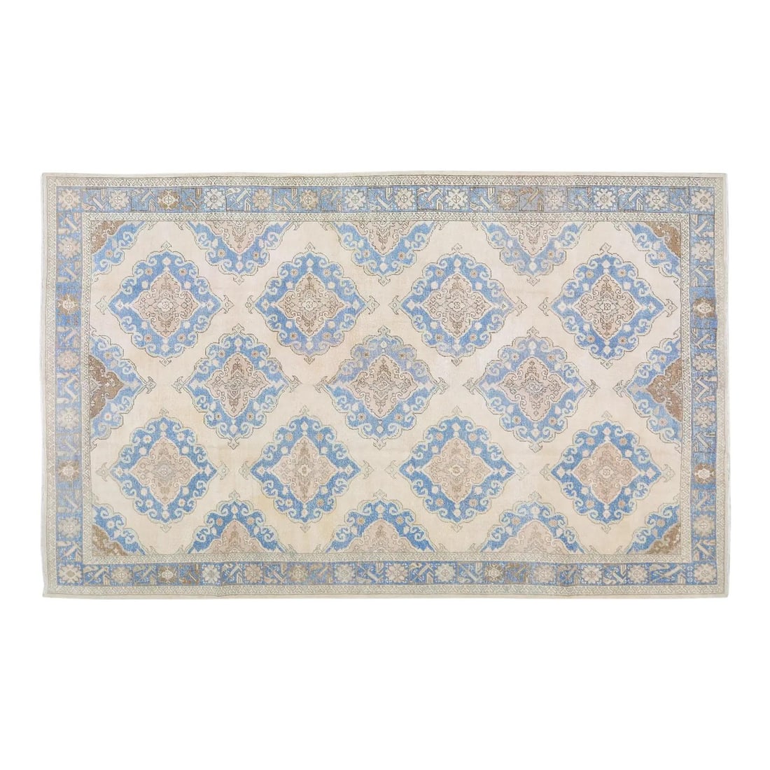 Turkish Oushak Wool Rug 7'6 x 12'9 Hand Knotted Vintage 1960s (1 of 7)