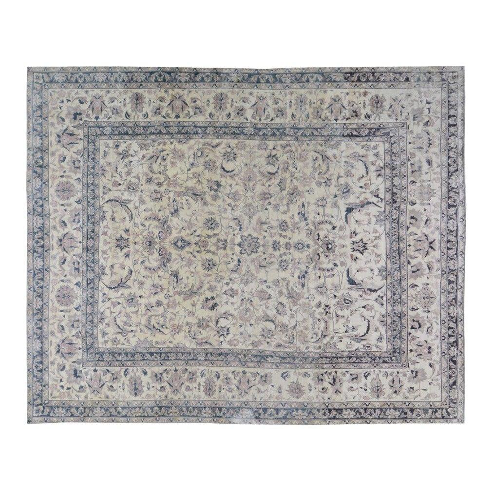 Hand-Knotted Anatolian Wool Area Rug 8'x10' Tan: Hand-Knotted Anatolian Wool Area Rug 8'x10' Tan This vintage Turkish Anatolian rug is hand-knotted from wool using traditional techniques, showcasing timeless craftsmanship with a touch of modern desi