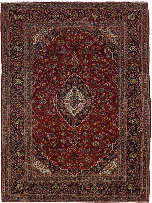 Vintage Wool Area Rug Hand-Knotted Floral Design 12'11 x 9'6 Rectangle: Vintage Wool Area Rug Hand-Knotted Floral Design 12'11 x 9'6 Rectangle This is a hand-knotted vintage Oriental area rug crafted in Western Asia during the 1980s. The rug features a traditional floral 
