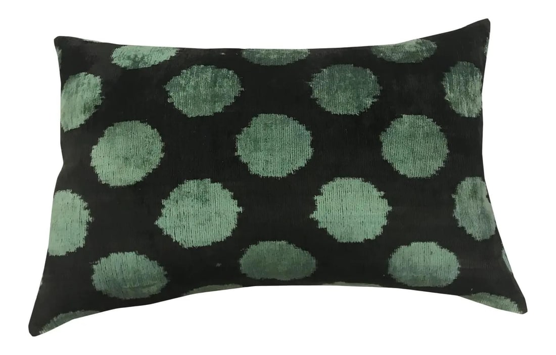 Handmade Uzbek Ikat Velvet Pillow 16x24 Linen Backing (1 of 3)