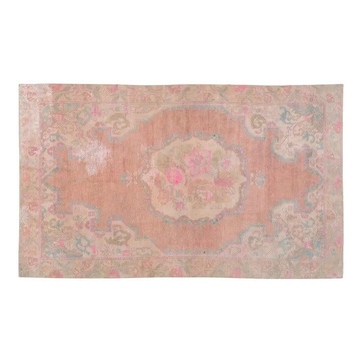 Fine Weave Anatolian Wool Rug in Peach 4'6" x 7'9" Hand Knotted Vintage (1 of 4)