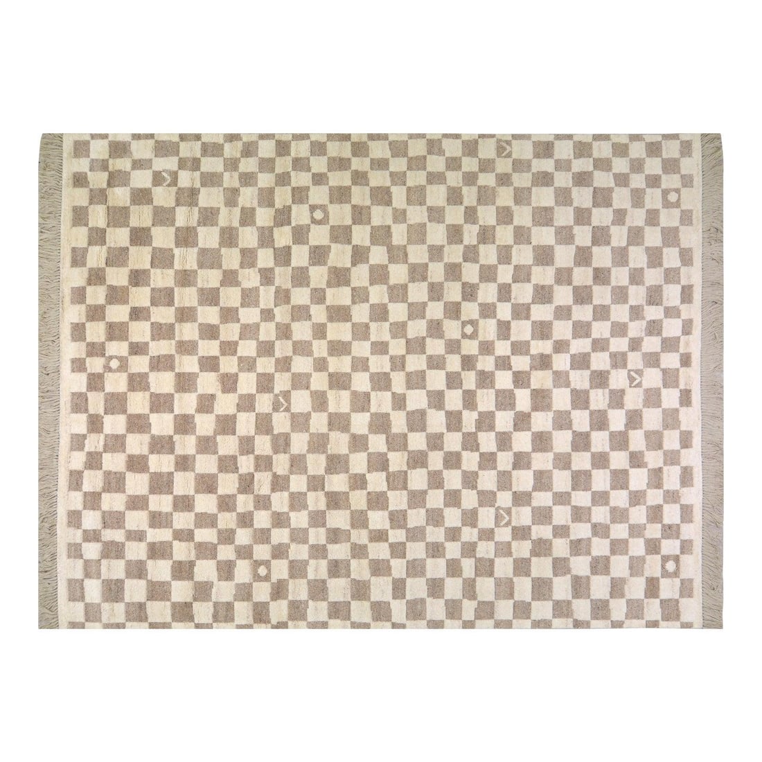 9'x11'10" Wool Rug with Moroccan Checkers Pattern Hand Knotted (1 of 2)