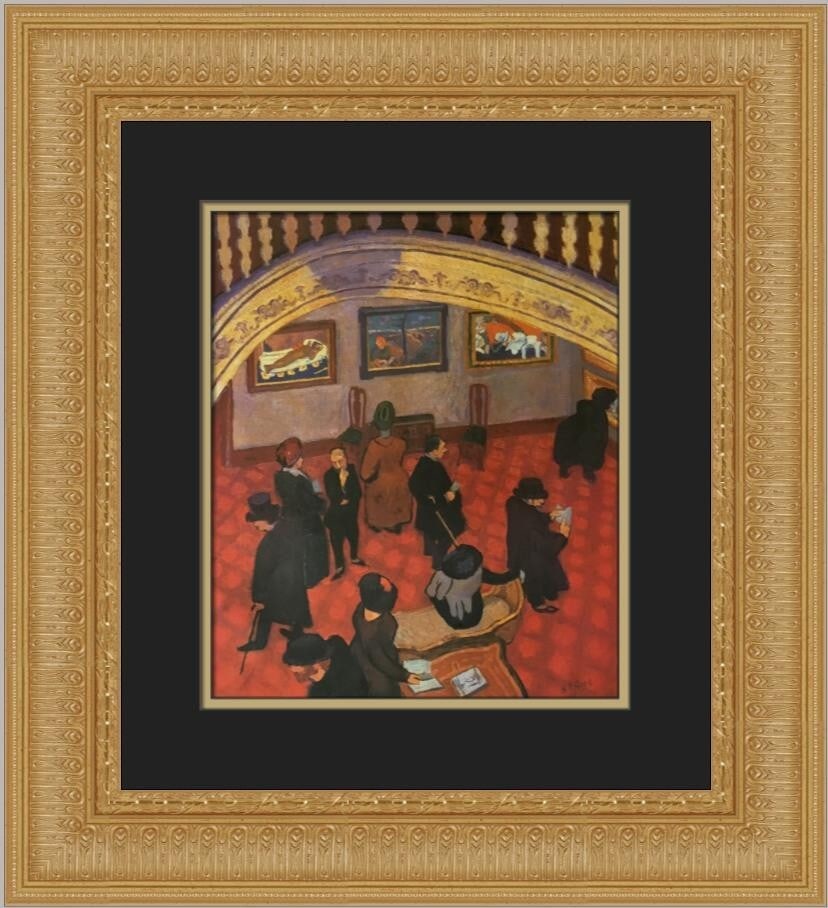 Spencer Gore Gauguin and Connoisseurs Framed Lithograph 20 x 18: Spencer Gore Gauguin and Connoisseurs Framed Lithograph 20 x 18 This is a custom-framed, open edition lithograph print titled "Gauguin and Connoisseurs" by Spencer Gore. Produced in 1991, the print is