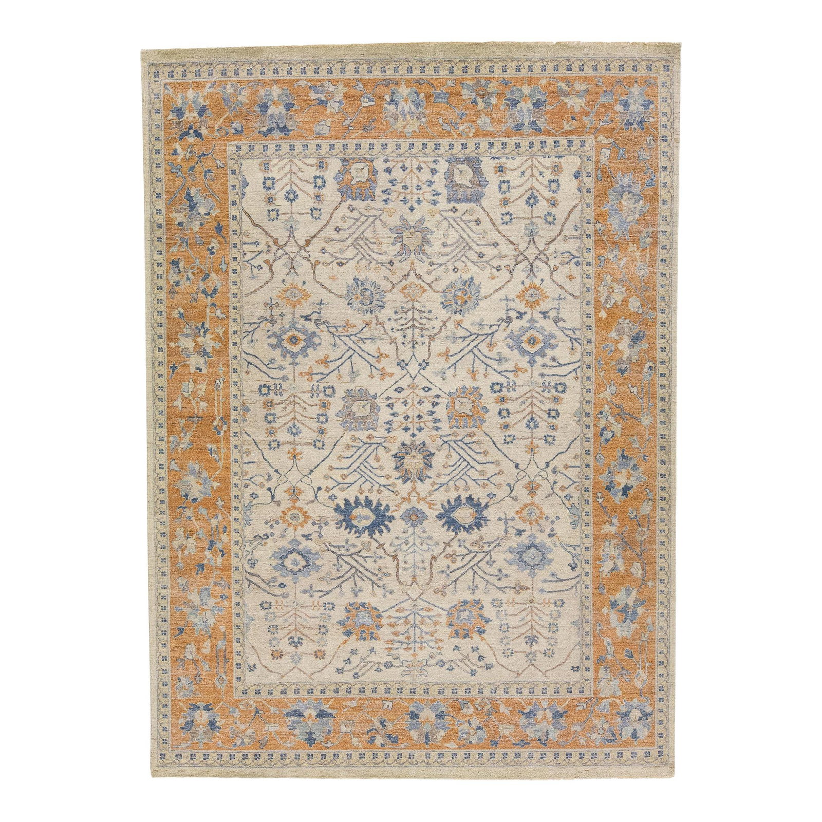 Artisan Collection Handmade Floral Wool Rug Beige Orange 9'1 x 12'4: Artisan Collection Handmade Floral Wool Rug Beige Orange 9'1 x 12'4 Discover the elegance of this handmade wool rug from the Artisan Collection, featuring a stunning all-over floral design in a harmon