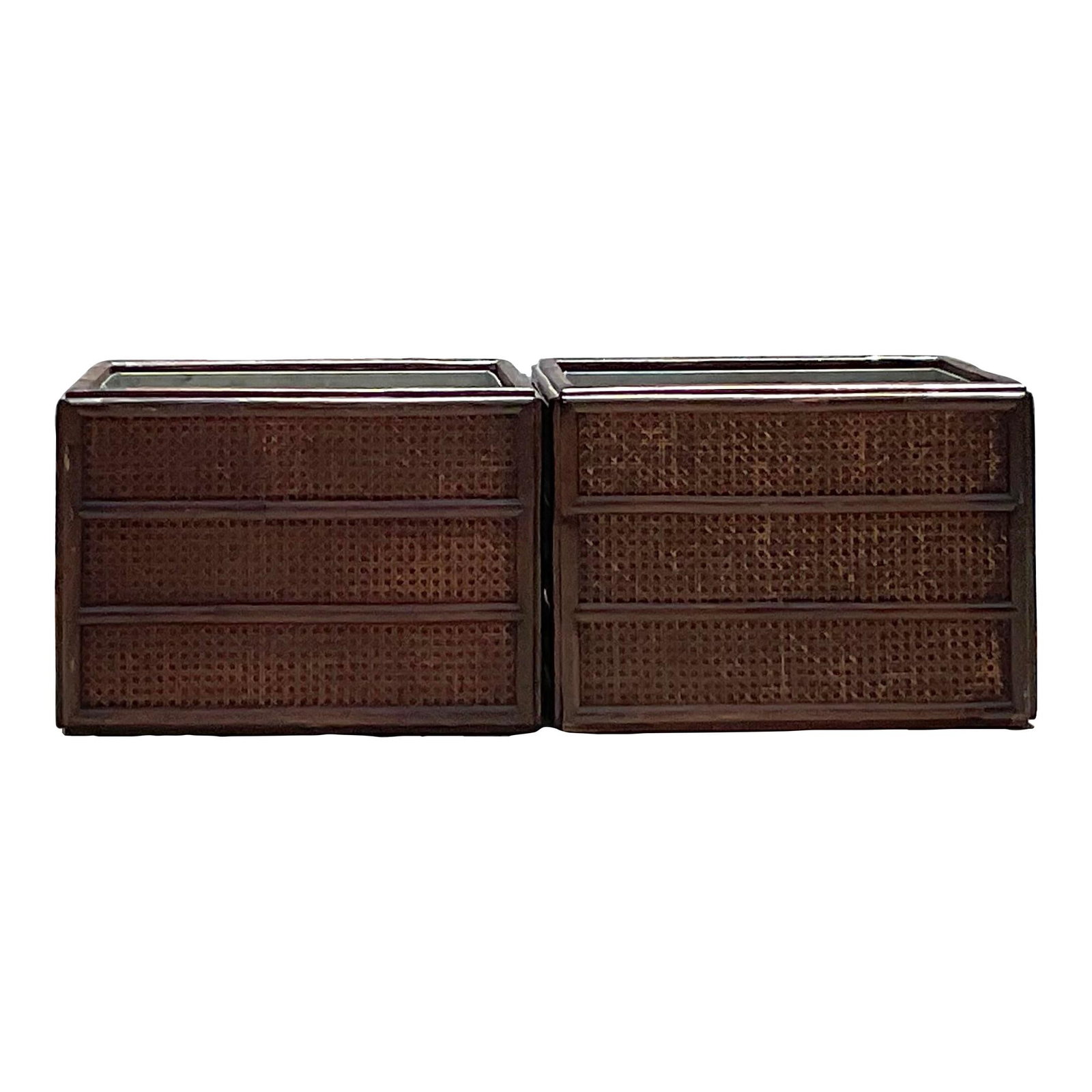 Pair of Vintage Oxblood Red Rattan Planters with Aluminum Inserts (1 of 10)