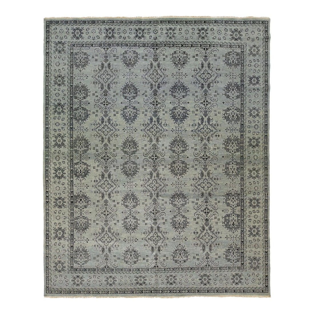 Gray Handmade Tabriz Style Wool Rug 12' x 14'9" Floral Design: Gray Handmade Tabriz Style Wool Rug 12' x 14'9" Floral Design Enhance your living space with this stunning Tabriz-style wool rug. Featuring an intricate floral design that elegantly contrasts against 