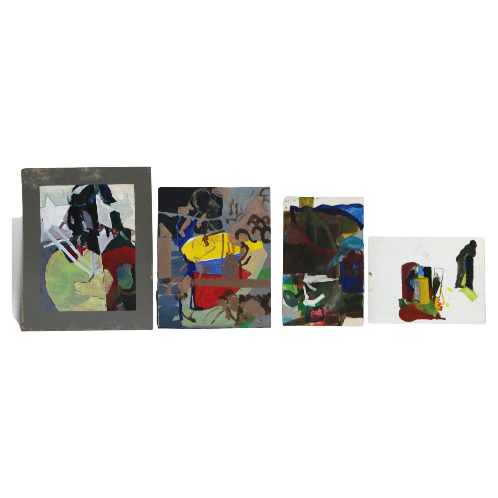 Set of 4 Mid-Century Abstract Impressionist Paintings Attributed to Sharie Jones 1968: Set of 4 Mid-Century Abstract Impressionist Paintings Attributed to Sharie Jones 1968 This set includes four mid-century modern abstract impressionist paintings attributed to Sharie Jones, created cir