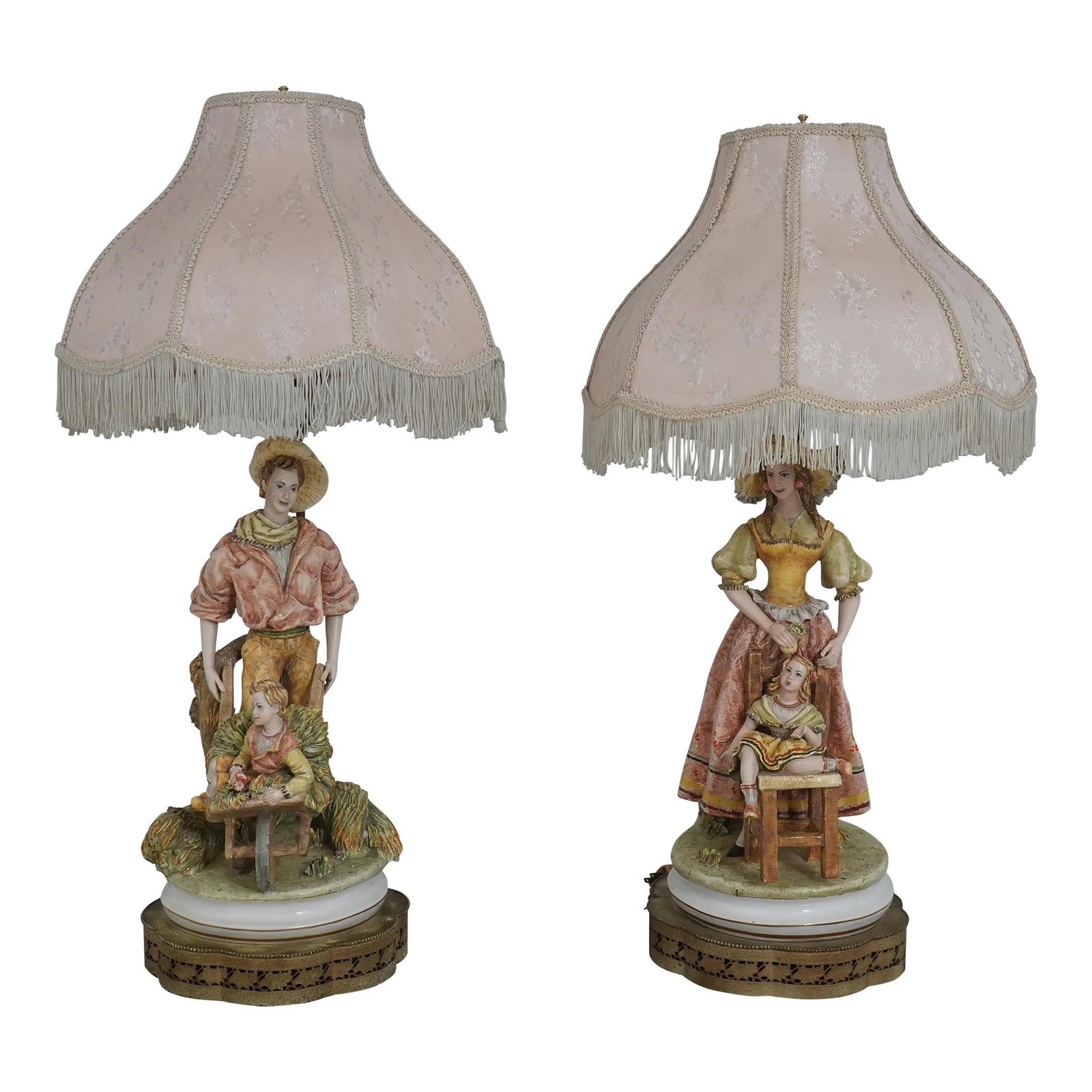 Stunning Pair of 1950s Italian Porcelain Figural Table Lamps (1 of 10)