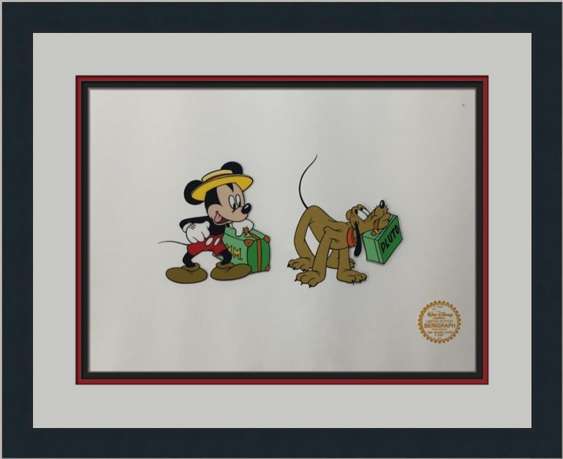 Framed Sericel Featuring Mickey Mouse and Pluto from Mr Mouse Takes A Trip (1 of 4)
