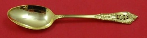 Wallace Rose Point Vermeil Sterling Silver Teaspoon 6 Inch: Wallace Rose Point Vermeil Sterling Silver Teaspoon 6 Inch This exquisite teaspoon, measuring 6 inches, features the elegant Rose Point pattern and is crafted from high-quality sterling silver with a 