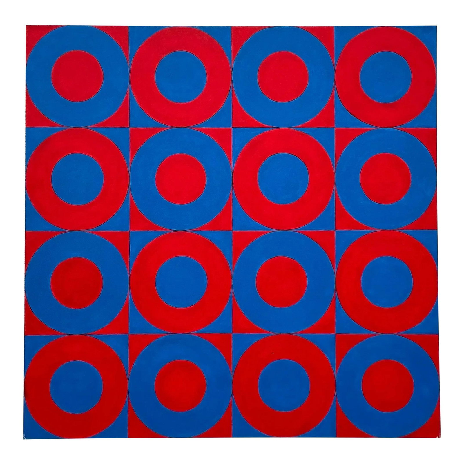 Vintage Boho Abstract Geometric Oil Painting 36x36 Royal Blue (1 of 5)