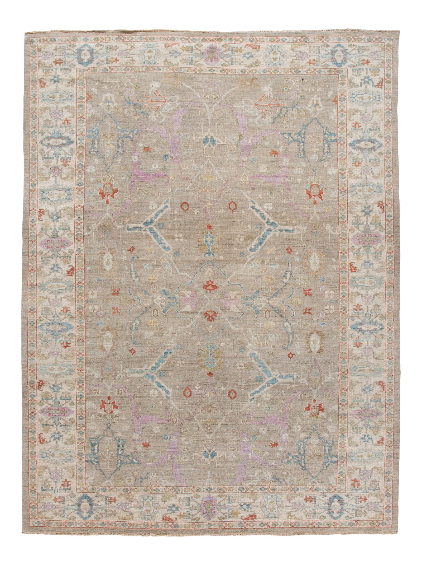 Contemporary Hand-Knotted Sultanabad Wool Rug 9'10 x 13'4 Beige (1 of 10)