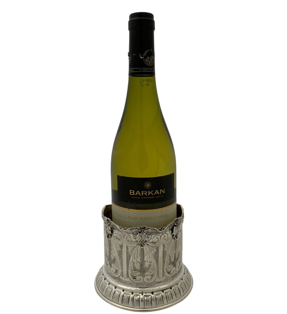 Handmade 925 Sterling Silver Swirl Leaf Wine Bottle Holder (1 of 3)