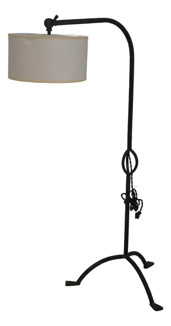Middletown Industrial Floor Lamp Hammered Wrought Iron Drum Shade 1980s (1 of 10)