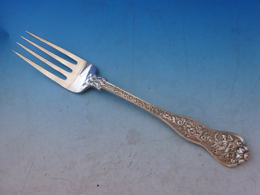 Tiffany & Co Olympian Sterling Silver Cold Meat Fork 8.5 inches: Tiffany & Co Olympian Sterling Silver Cold Meat Fork 8.5 inches This exquisite cold meat fork is part of the Olympian pattern by Tiffany & Co., crafted from high-quality sterling silver. With straight