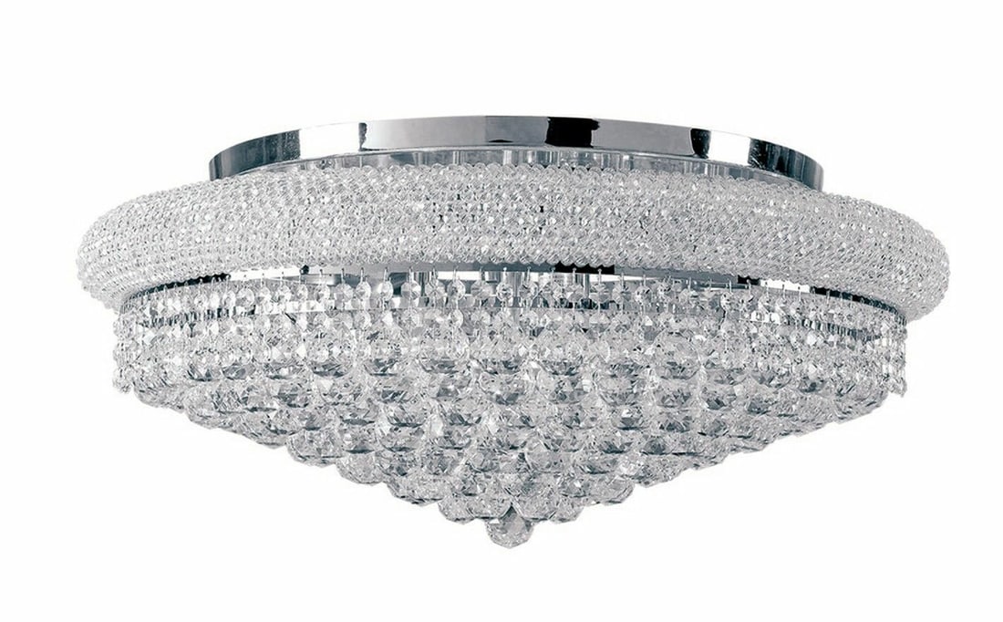Primo 12 Light Flush Mount Chandelier 24in Chrome Asfour Crystal (1 of 2)