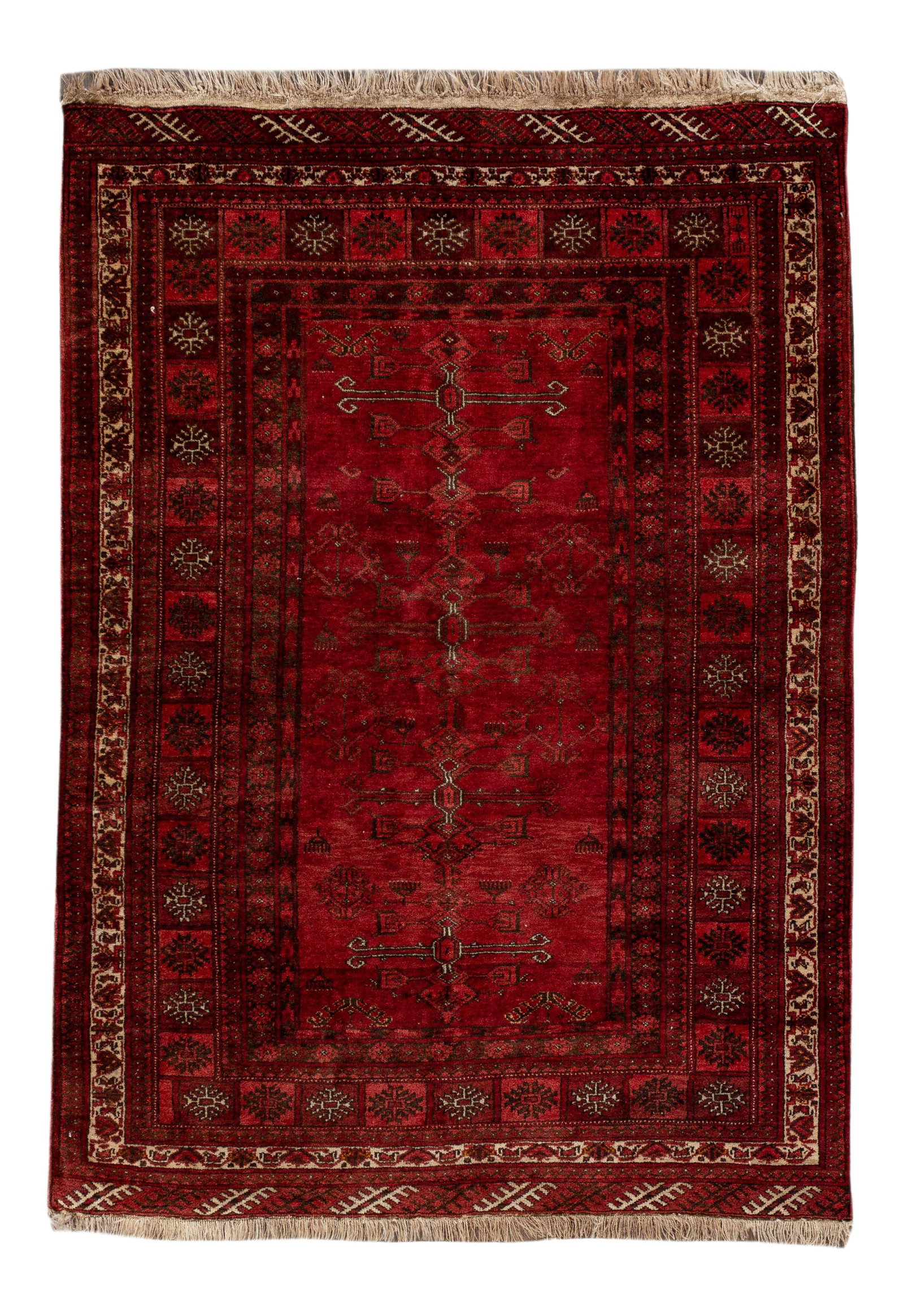 Elegant Vintage Persian Wool Rug Floral Design 4'5" x 6'2" Red: Elegant Vintage Persian Wool Rug Floral Design 4'5" x 6'2" Red This exquisite Vintage Persian Rug features a captivating floral design, showcasing the rich artistry of Persian craftsmanship. With a cl