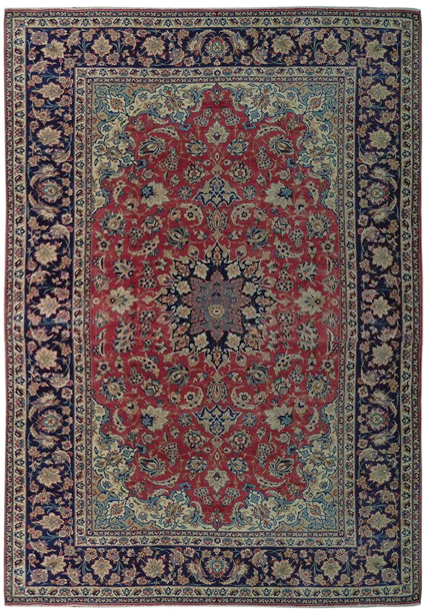 Persian Tabriz 9 x 13 Wool Rug Hand Knotted Medallion Design (1 of 6)
